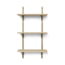 Sektorhylla, trippel - ek/svart mässing (54 cm)