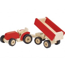 Traktor med släpvagn - röd