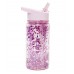 Vattenflaska, rosa glitter - 300 ml