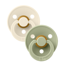 BIBS  Round Pacifier 2 Pack, Size 2, Ivory/Sage